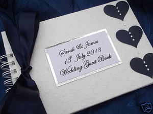 PERSONALISIERTES HERZ HOCHZEIT GÄSTEBUCH / ALBUM GEBURTSTAG ~ JEDE FARBE **VERPACKT** - Bild 1 von 2