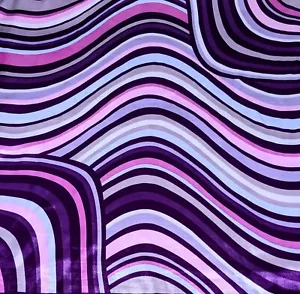 Vintage Silk Square Scarf Purple Wavy Psychedelic Hair Accent Trippy Dance Prop - Picture 1 of 6