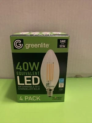 4X GREENLITE CHANDELIER LEDX EDISON DIMMABLE 2700K LIGHT BULB B10 60W 330 LUMENS - Image 1 of 4