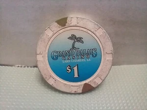 $1 GRAND PALAIS CASINO FICHA PÓKER FICHA LAGO CHARLES LOUISIANA SOMBRERO Y BASTÓN - Imagen 1 de 2