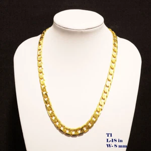 22k Gold plated mens thick chain necklace choker 18 in - Picture 1 of 4