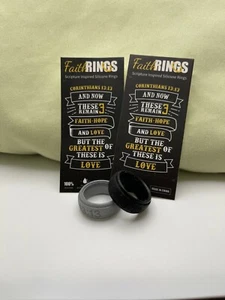 Silicone Faith Rings Gray & Black Size 7 - Picture 1 of 3
