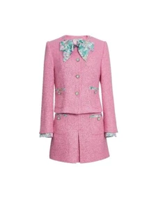 Blumen Anzug Set Business Casual Vintage Klassisch Rosa Mädchen Wolle Winter Prinzessin - Bild 1 von 4