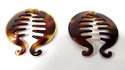 2 - Vintage Banana Fish Hair Clips Brown & Amber Toothed Ponytail Comb  France