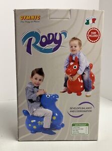 Rody The Inflatable Toy Horse Bouncer Blue & Yellow Made In Italy 20" Pump NEW