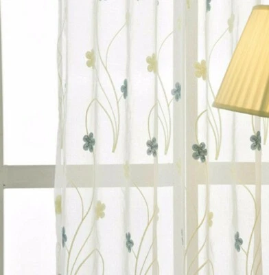 Cortinas Pastoral Frescas Transparentes Bordadas Tul Hogar Cenefas Cortina Blanca 1 Panel Foto 1 de 4