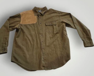 Polo Ralph Lauren Vintage Hunting Mens Shirt Size XL Suede Patch Olive Green - Picture 1 of 13