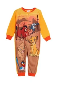 Boys Lion King 1Onesie One Piece Orange Yellow Micro Fleece Pyjamas Age 1-6 Yrs - Picture 1 of 1