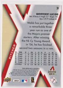 Brandon Webb Arizona Diamondbacks Pitcher 2009 Upper Deck X # 3 Near Mint + - Picture 1 of 2