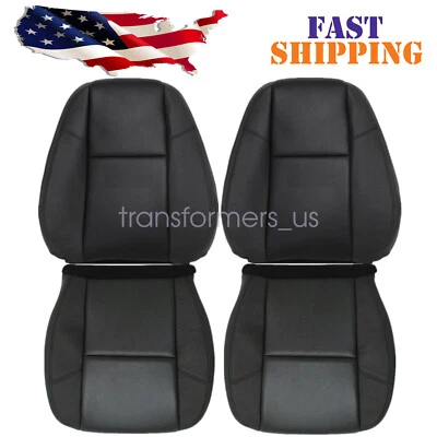 For 2007-2014 Cadillac Escalade Driver & Passenger Bottom & Top Seat Cover Black - Image 1 of 4