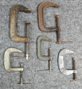 Lot of 5 Vintage C-Clamps Fuller 1440-4 Craftsman Pony Exact Different Sizes - Picture 1 of 11