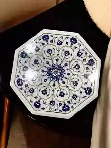 White Marble Coffee Table with Lapis Lazuli Inlay Stone Art – Elegant Luxury art - Picture 1 of 10