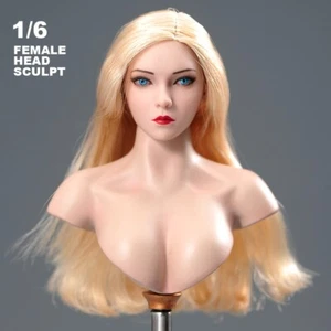 1/6 Blond Hair Blue Eye Doll Girl Female Head Sculpt Fit 12" Phicen Body Figures - Picture 1 of 9