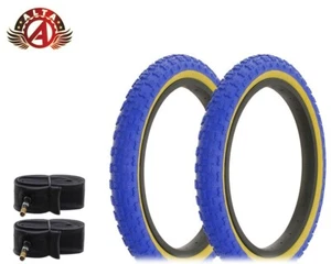 2 ALTA BICYCLE WIRE BEAD 16x2.125 BLUE/GUM COMP III BMX/FREESTYLE TREAD W/TUBES - Picture 1 of 1