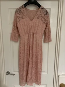 Tiffany Rose Suzie Maternity Dress Size 1 UK 8-10 Pink Blush Rose Lace - Picture 1 of 4