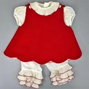 Abito rosso vintage COSÌ COM'È 3 pezzi bambini fiori pesche rosse n crema pesca - Foto 1 di 12