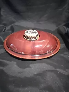 Hull Pottery Brown Drip Glaze Oval Casserole Dish Lid. (Lid Only) (185) - Picture 1 of 2