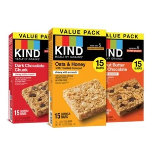 KIND Healthy Grains Bars Variety Pack Dark Chocolate Chunk Oats & Honey 45 Count - Picture 1 of 3