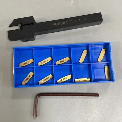 MGEHR1010-1.5 + 1.5mm carbide Insert External slot Groove turning tool holder - Image 1 of 4