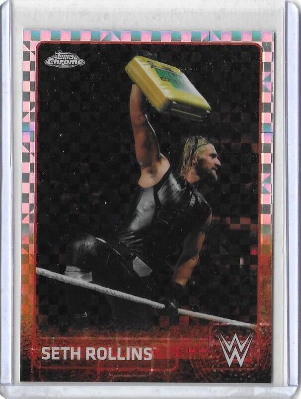 2015 WWE Topps Chrome Seth Rollins Mr Money in the Bank Xfractor #63