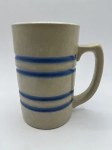 Taza de té de café de cerámica a rayas azul bronceado vintage - Imagen 1 de 6