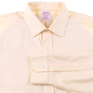 Brooks Brothers Madison Sublte Yellow Supima Cotton Button Up Dress Shirt 17-35 - Picture 1 of 6