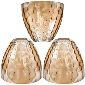 3 Pack Amber Hammered Bell Shade Glass Lamp Shade Replacement for Lighting Fi... - Picture 1 of 6