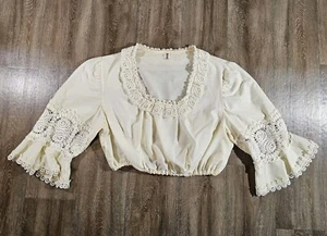 Diolen Blouse VTG Octoberfest Trechten Dirndl Crop Top - Picture 1 of 9