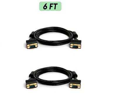 One Black Blue 15 Pin Male to Male Plug Computer Monitor Cable Wire Cord 6FT - Image 1 of 4
