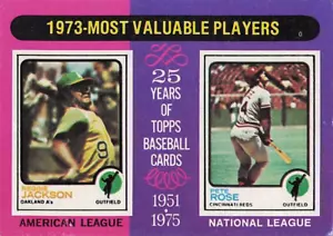1975 Topps Baseball 1973 MVP Pete Rose / Reggie Jackson, EX - Bild 1 von 2