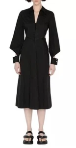 BNWT CUE Cut Out Midi Shirt Dress Black Cotton Size 12 - Picture 1 of 12