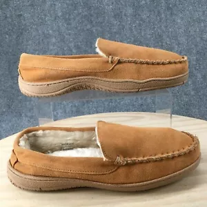 Clarks Slippers Mens 9M Venetian Moc Moccasin Brown Leather Faux Fur Low GF2448M - Picture 1 of 18
