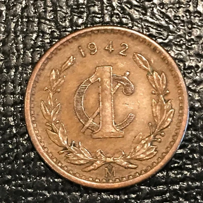 HIGH GRADE XF/AU 1942 M MEXICO MEXICAN 1 CENTAVO-MAR331 - Image 1 of 2
