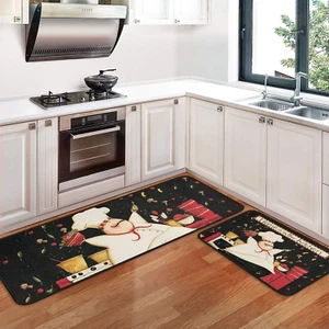 2 PCS Fat Chef Kitchen Rugs, Washable Non-Skid, Soft Absorbent Mats Set - Picture 1 of 13