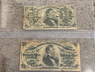 Lot of 2, 25 Cent Fractional Currency 3rd Third Issue (AS IS SEE PICTURES) - Image 1 of 2