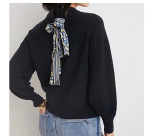 Anthropologie Lions Tie Back sweater Wool Black Sweater Women’s Size large - Picture 1 of 13
