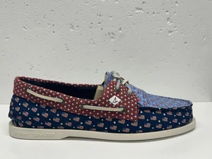 NIB Vineyard Vines Sperry Americana 2- Eye Boat Mens Loafers Shoes Sz 12 USA Red - Picture 1 of 8