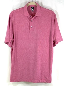 FootJoy Mens XL S/Sleeve Heather Pinstripe Lisle Golf Polo Pink Saphire 27421 - Picture 1 of 9