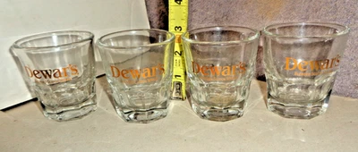 (4) DEWAR'S SCOTCH WHISKY Thick Grooved Bottom Heavy Bar Pub Shot Glass 3" Tall - Image 1 of 3