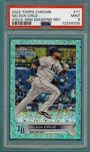 2022 Topps Chrome Nelson Cruz Aqua Mini Diamond Refractor /199 #71 PSA 9! POP 1! - Picture 1 of 2