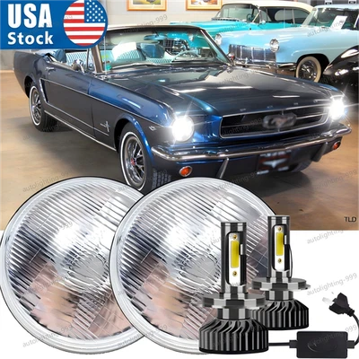 Par de faros LED redondos de 7 pulgadas para Ford Mustang 1965-1973 Foto 1 de 4