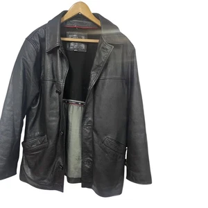 Ciro Citterio Jacke schwarz Leder Knopfleiste Taschen Kragen Vintage Winter - Bild 1 von 7