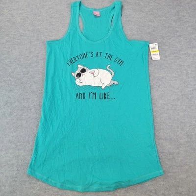 Camiseta sin mangas Jenni para dormir mezcla de algodón aguamarina gato descansando para mujer talla M nueva con etiquetas Foto 1 de 4