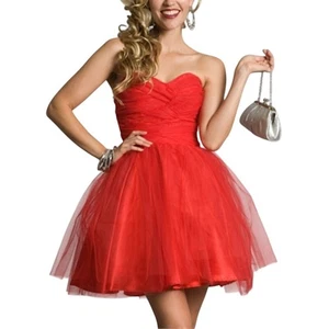 Fit & Flare Kleid 5/6 rot Herzausschnitt Reifrock Fee Tüll Party Maskerade - Bild 1 von 9
