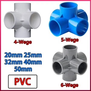 PVC Winkel Beschläge 4/5/6-Wege PVC Rohrleitung Fitting Steckverbinder 20mm~50mm - Picture 1 of 17