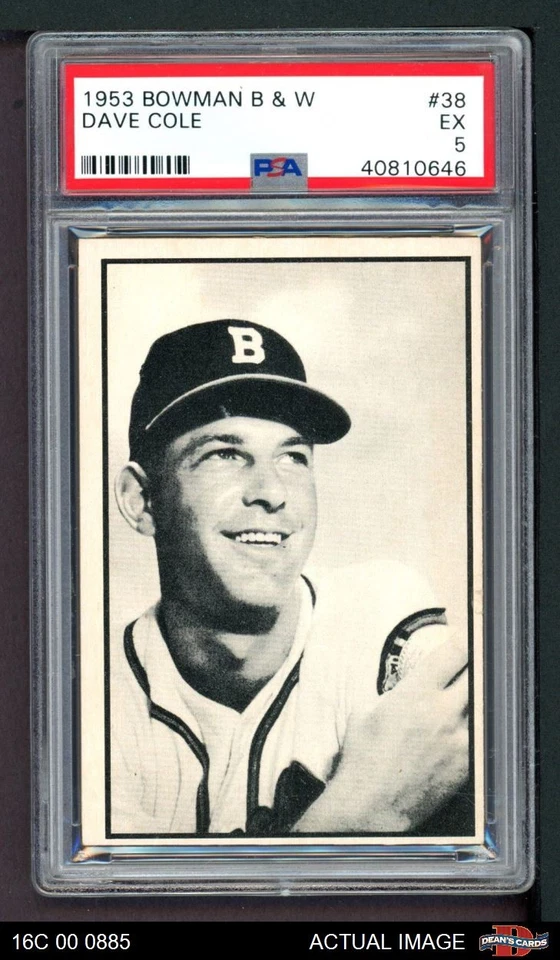 1953 Bowman B&W #38 Dave Cole Braves PSA 5 - EX - Image 1 of 1