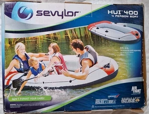 Sevylor HUI 400 4-Person 8’ 6” Red White Inflatable Boat NIB, FREE Shipping - Picture 1 of 3