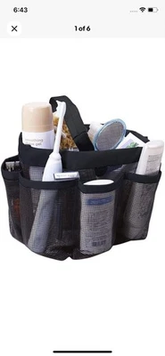 Bolsa colgante seca de ducha negra de 8 bolsillos bolsa de malla para baño multiusos dormitorio gimnasio Foto 1 de 3