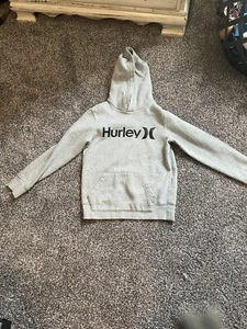 Hurley Sweatshirt Hoodie Boys Youth Medium Long Sleeve Graphic Logo Pocket Gray - Picture 1 of 15
