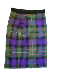 Vintage 90s Bill Blass Skirt Medium Wool Blend Stretchy Plaid Pencil Skirt - Picture 1 of 5